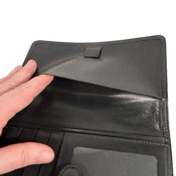 Vintage Coach Water Buffalo Slim Tab Wallet Checkbook Credit Card Black Leather - Picture 11 of 13